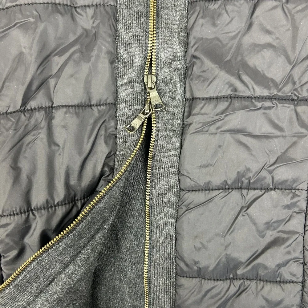 Banana Republic Hybrid Jacket Mens Medium Gray Knit Long Sleeve Hooded Full Zip